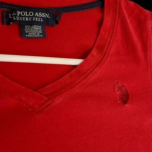 Red Polo V Neck Tee